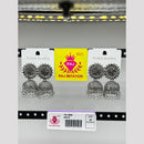 Raj Imitation Oxidised Plated Austrian Stone And Crystal Pearl Jhumki Earrings 