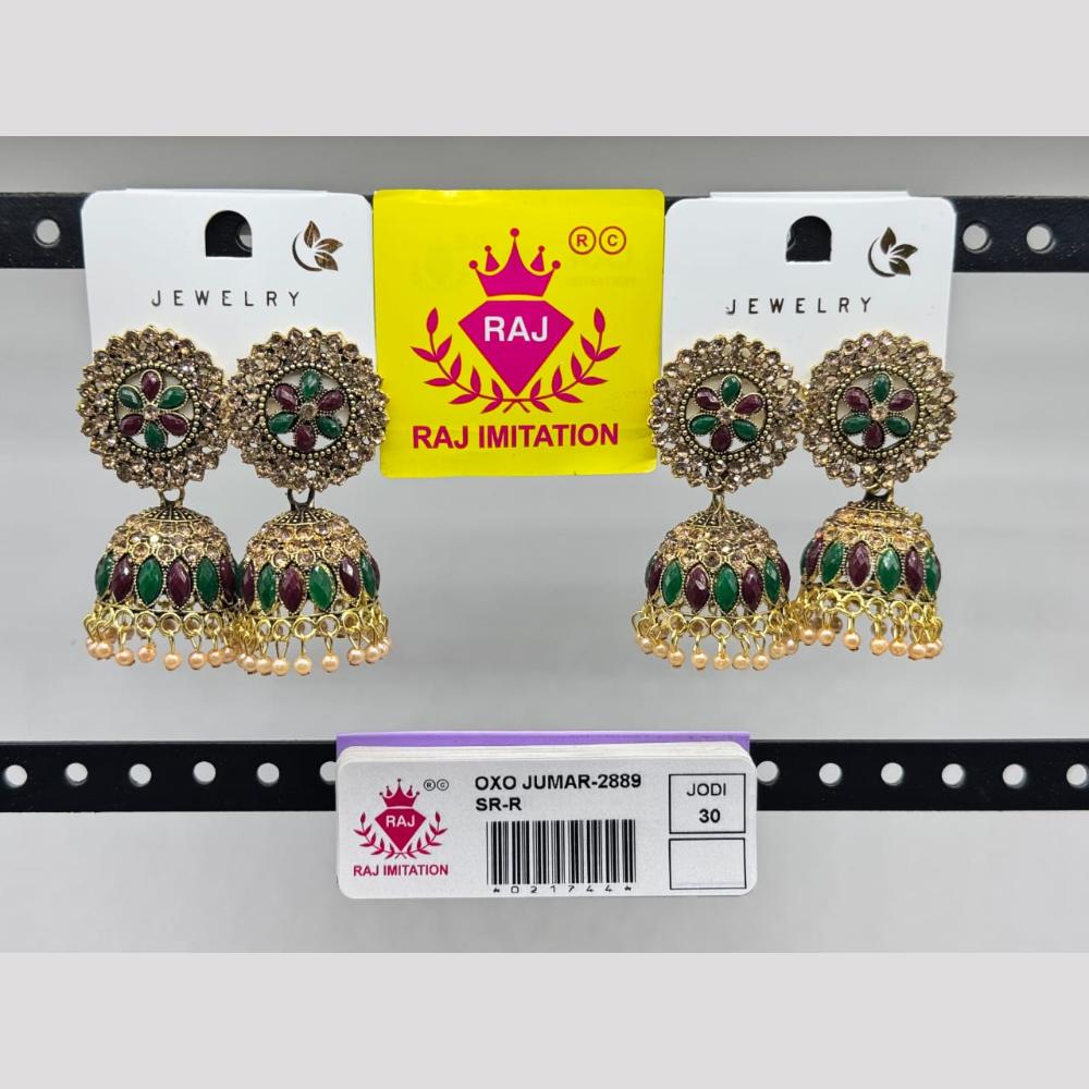 Raj Imitation Gold Plated Crystal And Austrian Stone And Pearl Jhumki Earrings