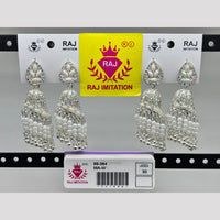 Raj Imitation Silver Plated Crystal And Austrian Stone And Pearl Jhumki Earrings  