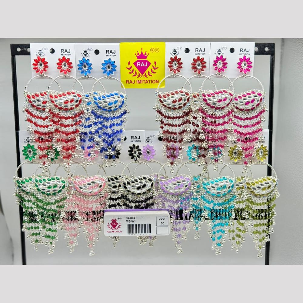 Raj Imitation Silver Plated Crystal And Pearl Dangler Earrings  (Assorted Color)