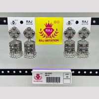 Raj Imitation Oxidised Plated Austrian Stone And Pearl Jhumki Earrings 