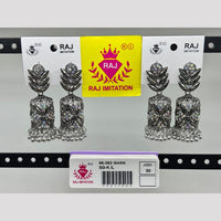 Raj Imitation Oxidised Plated Austrian Stone And Pearl Jhumki Earrings 
