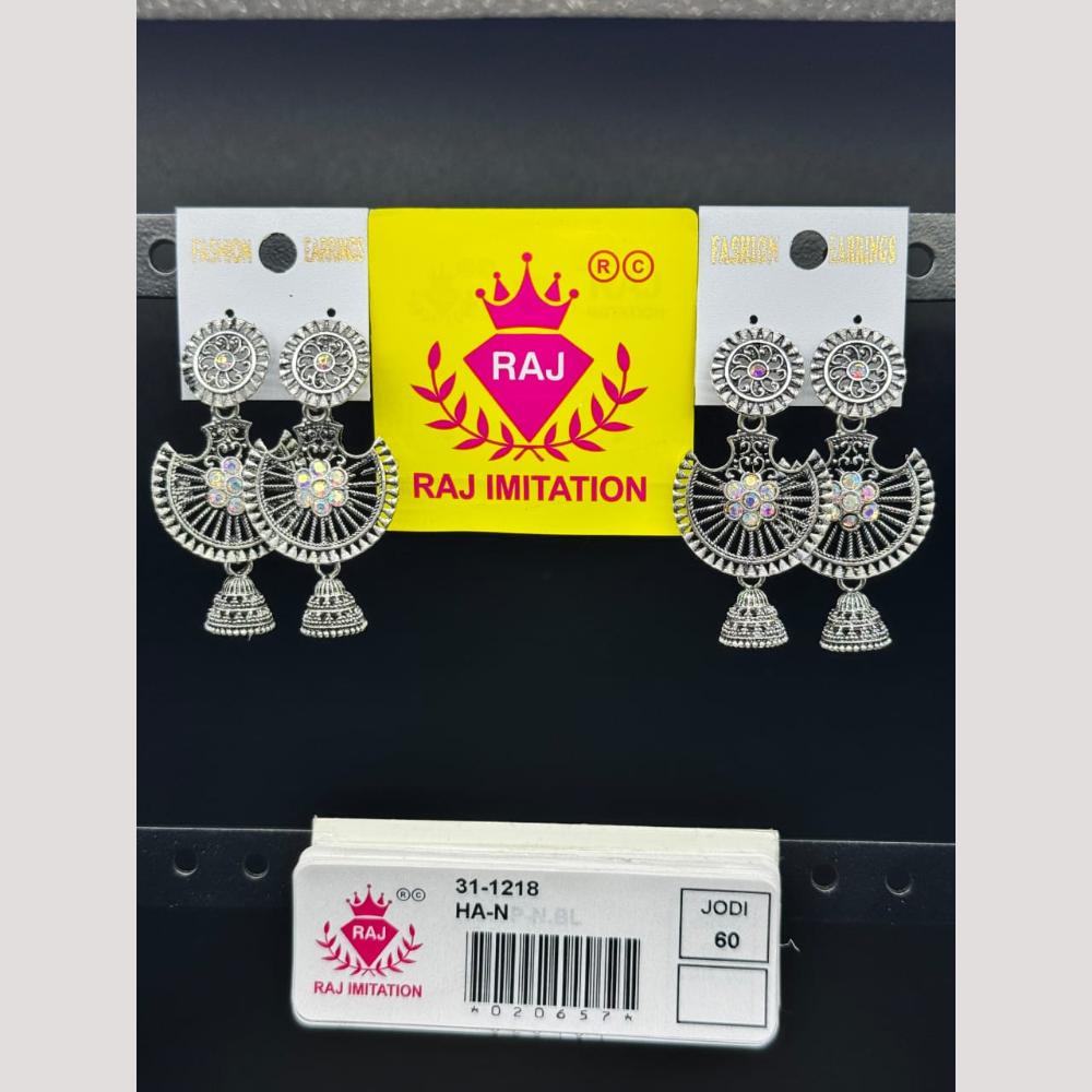 Raj Imitation Oxidised Austrian Jhumki Earrings