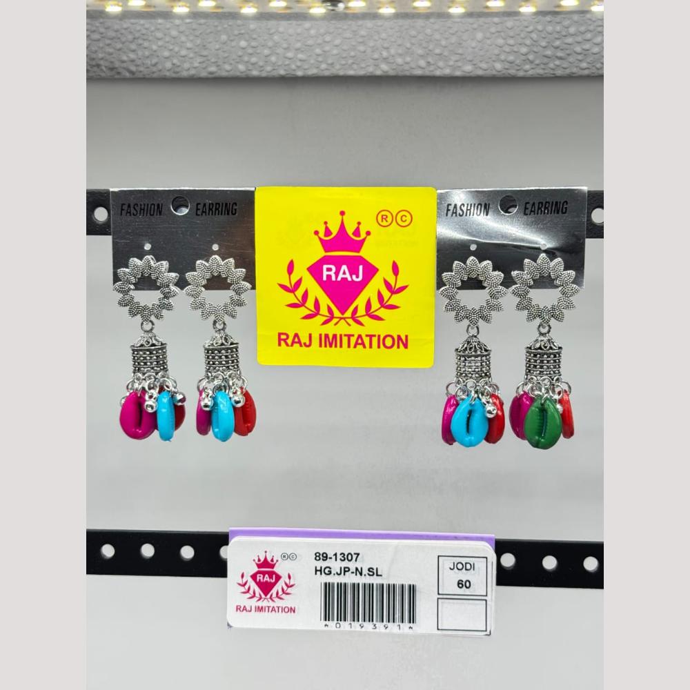 Raj Imitation Oxidised Shell Jhumki Earrings