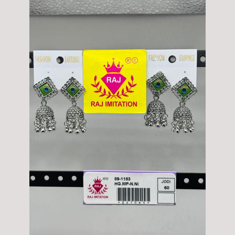 Raj Imitation Oxidised Beads Jhumki Earrings