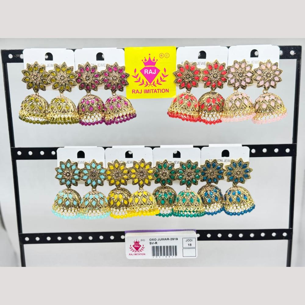 Raj Imitation Crystal Stone And Beads Jhumki Earrings