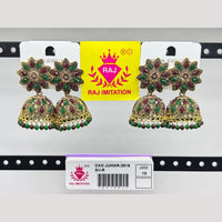 Raj Imitation Pota Stone And Beads Jhumki Earrings