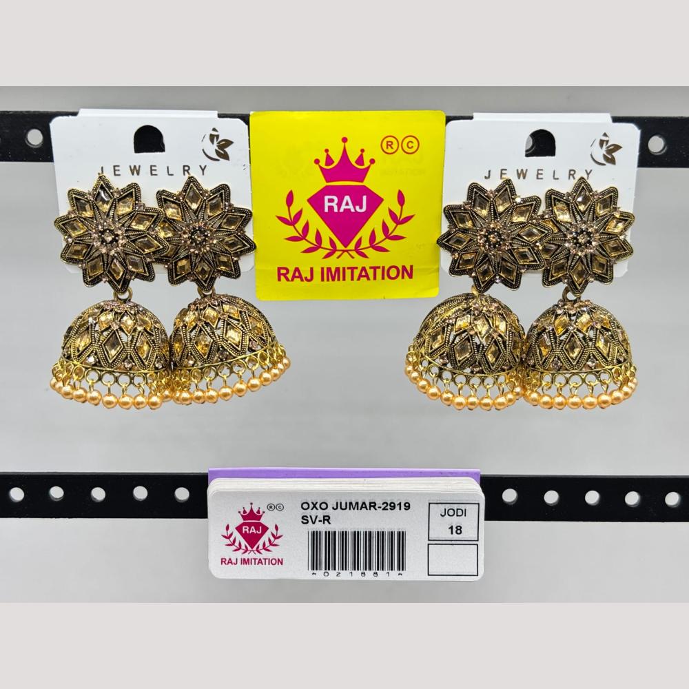 Raj Imitation Crystal Stone And Beads Jhumki Earrings