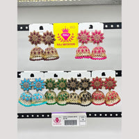 Raj Imitation Pota Stone And Beads Jhumki Earrings