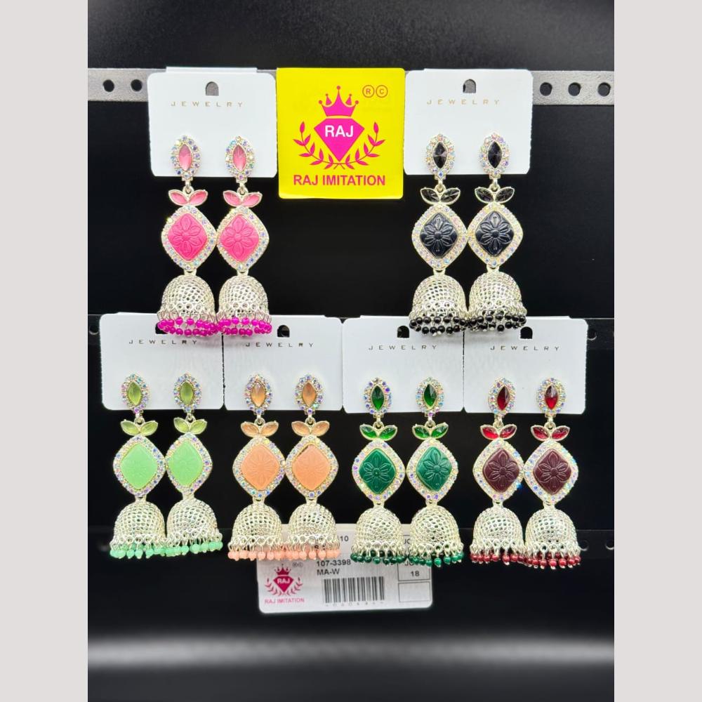 Raj Imitation Pota Stone And Beads Jhumki Earrings