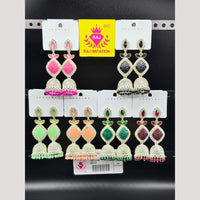 Raj Imitation Pota Stone And Beads Jhumki Earrings