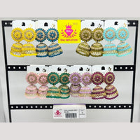 Raj Imitation Pota Stone And Beads Jhumki Earrings