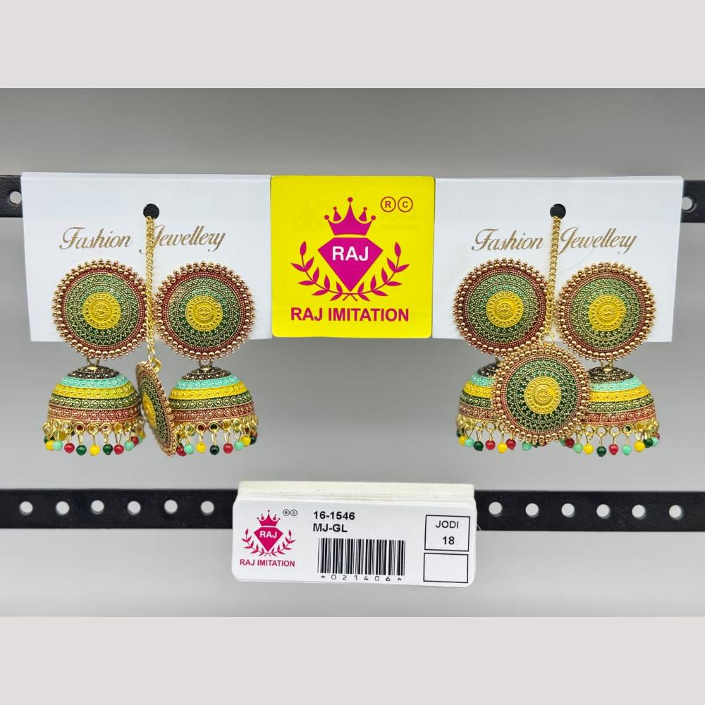 Raj Imitation Beads Jhumki Earrings With Mangtikka