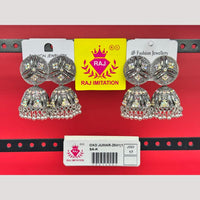 Raj Imitation Oxidised Austrian And Beads Jhumki Earrings