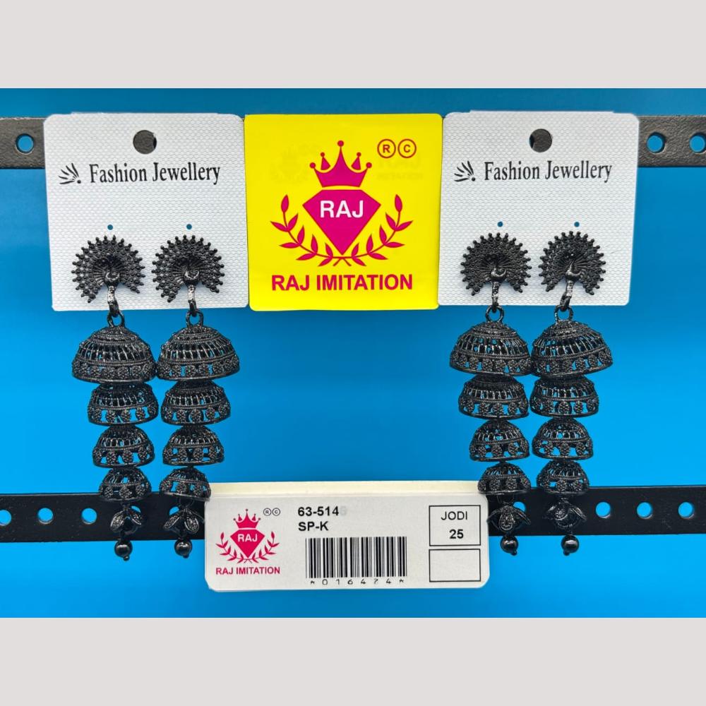 Raj Imitation Black Polish Jhumki Earrings
