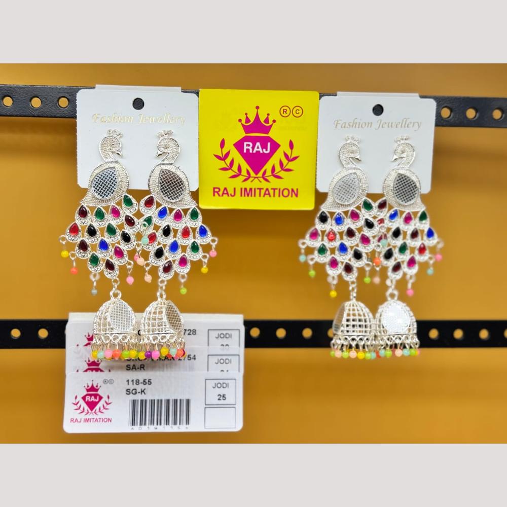 Raj Imitation Pota Stone And Beads Jhumki Earrings