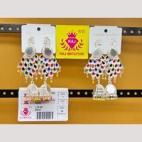 Raj Imitation Pota Stone And Beads Jhumki Earrings