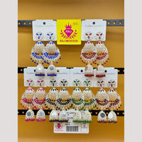 Raj Imitation Pota Stone And Beads Jhumki Earrings