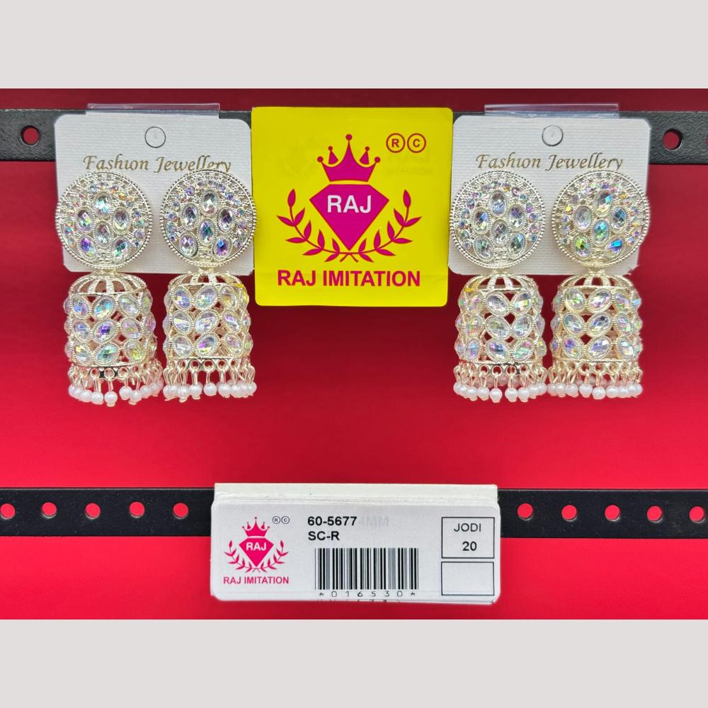 Raj Imitation Crystal Stone And Beads Jhumki Earrings