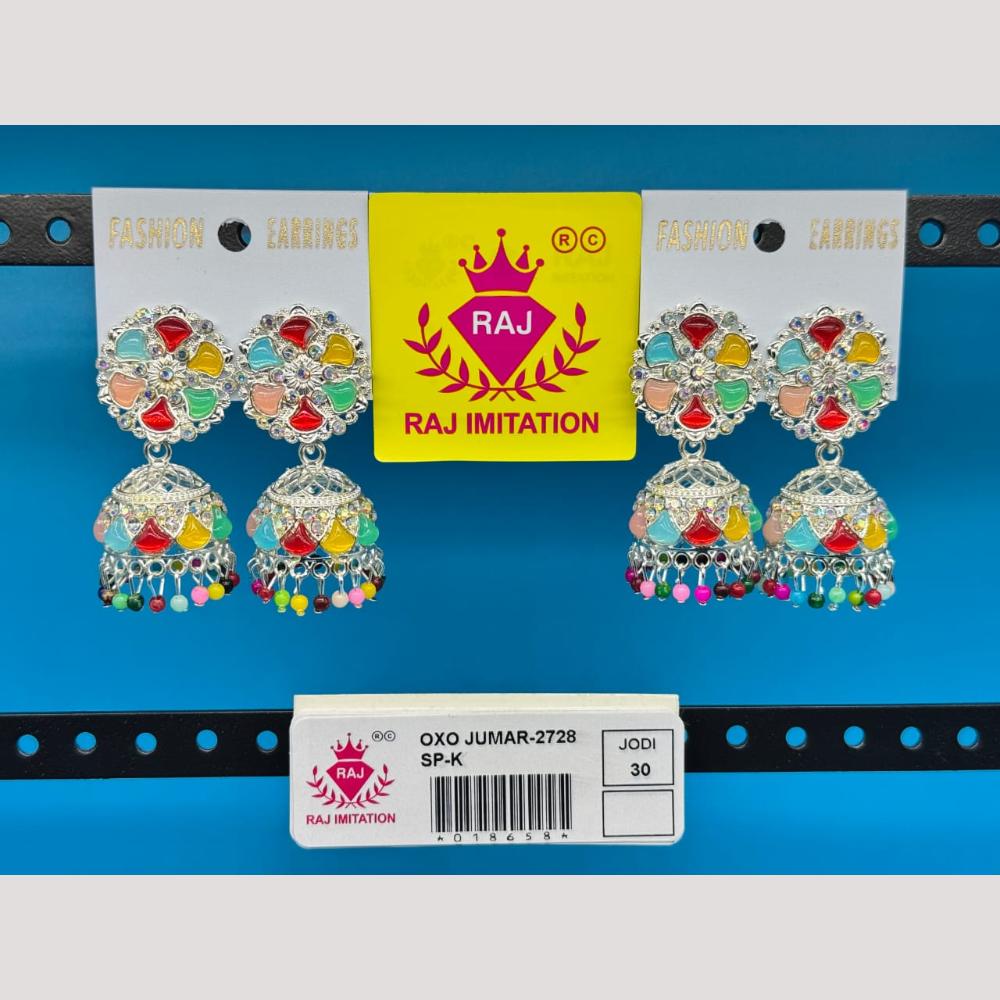 Raj Imitation Pota Stone And Beads Jhumki Earrings