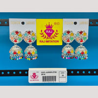 Raj Imitation Pota Stone And Beads Jhumki Earrings