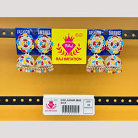 Raj Imitation Pota Stone And Beads Jhumki Earrings