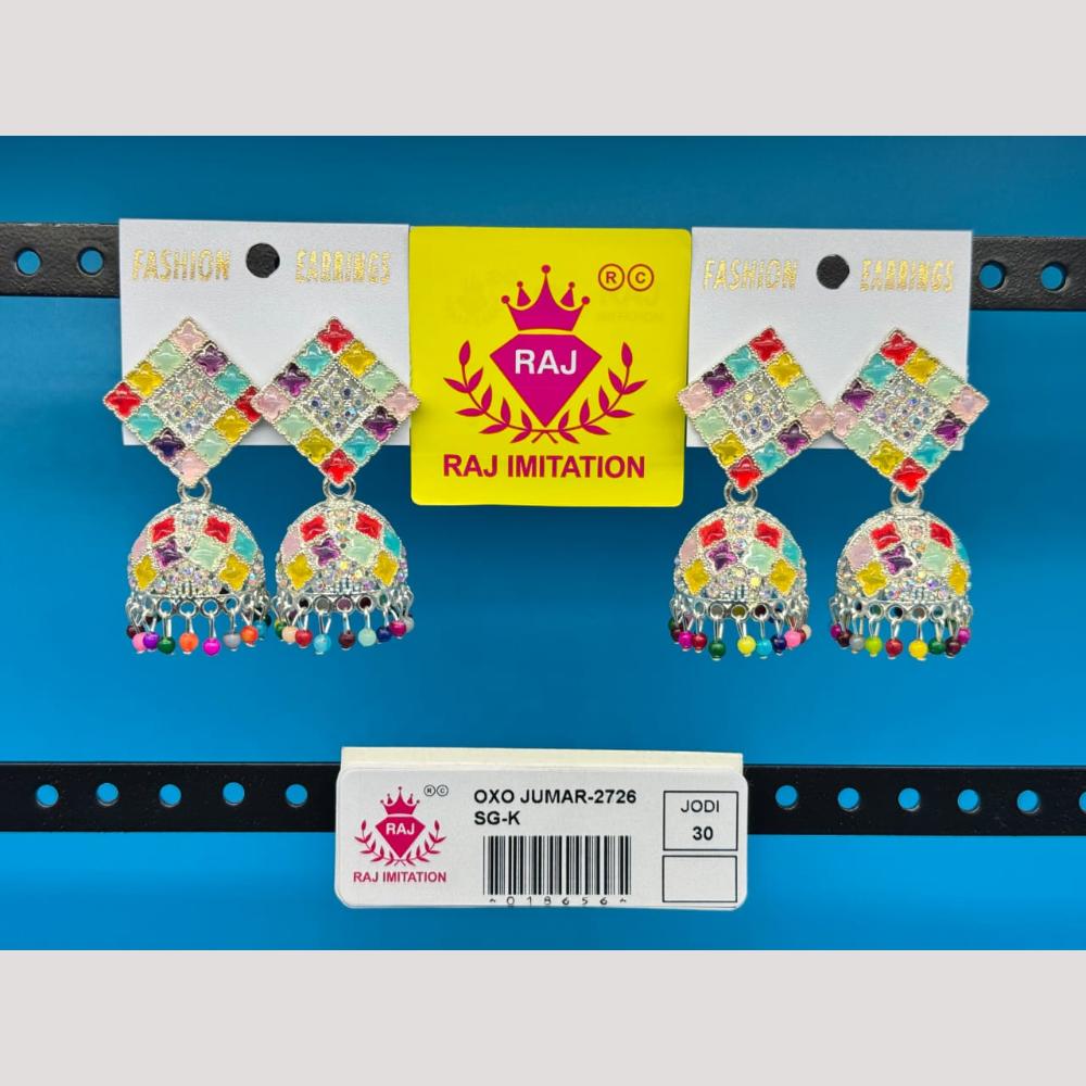 Raj Imitation Pota Stone And Beads Jhumki Earrings