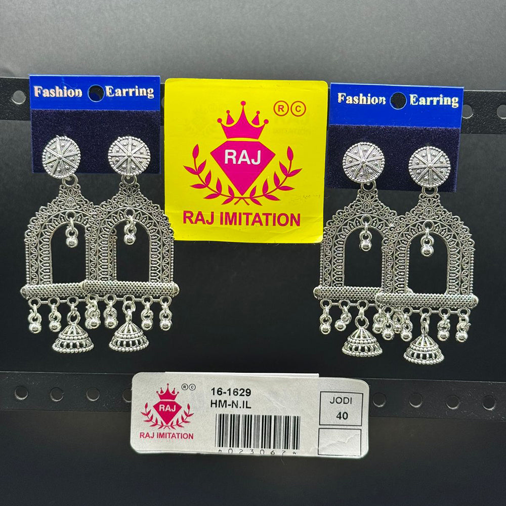 Raj Imitation Oxidised Plated Ghungroo Jhumki Earrings