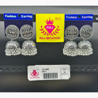 Raj Imitation Oxidised Plated Mirror Ghungroo Jhumki Earrings