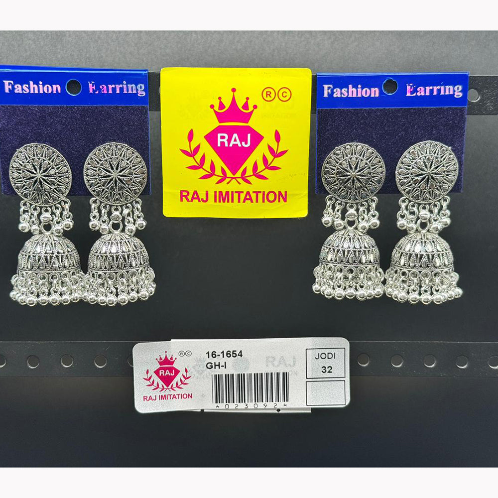 Raj Imitation Oxidised Plated Ghungroo Jhumki Earrings
