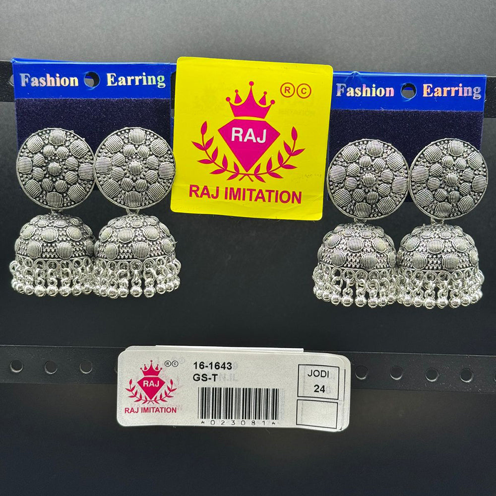 Raj Imitation Oxidised Plated Ghungroo Jhumki Earrings