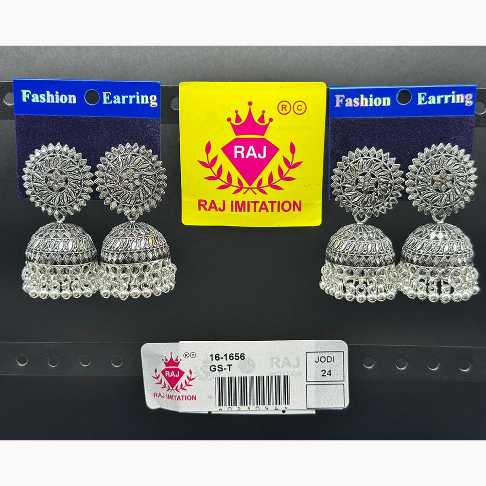 Raj Imitation Oxidised Plated Ghungroo Jhumki Earrings