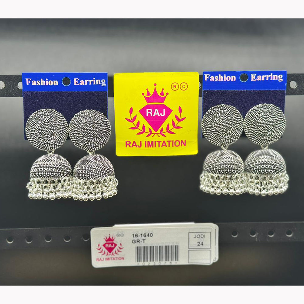 Raj Imitation Oxidised Plated Ghungroo Jhumki Earrings