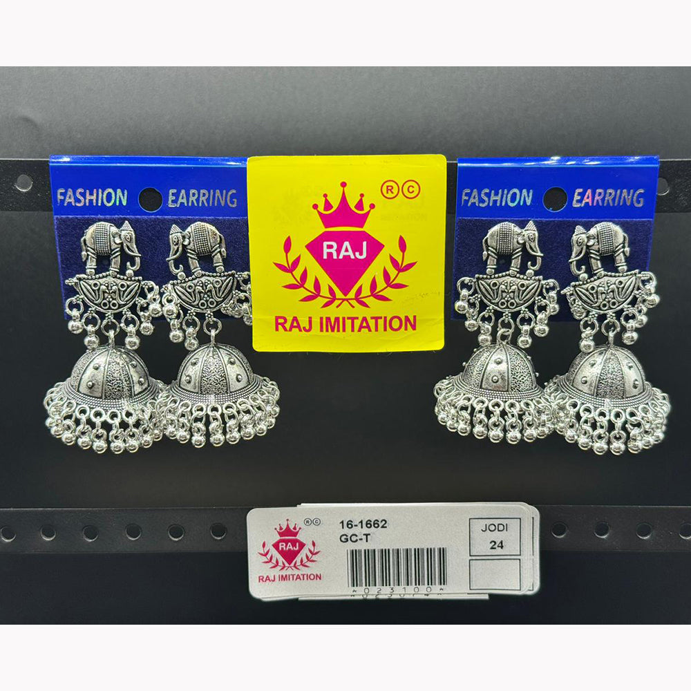 Raj Imitation Oxidised Plated Ghungroo Jhumki Earrings