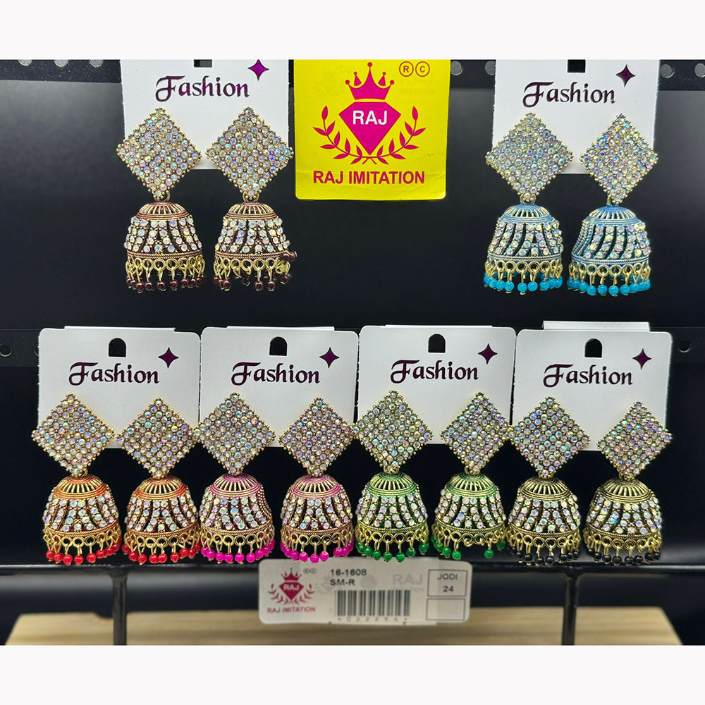 Raj Imitation Austrian Stone And Pearl Jhumki Earrings