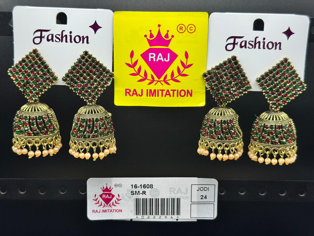 Raj Imitation Austrian Stone And Pearl Jhumki Earrings
