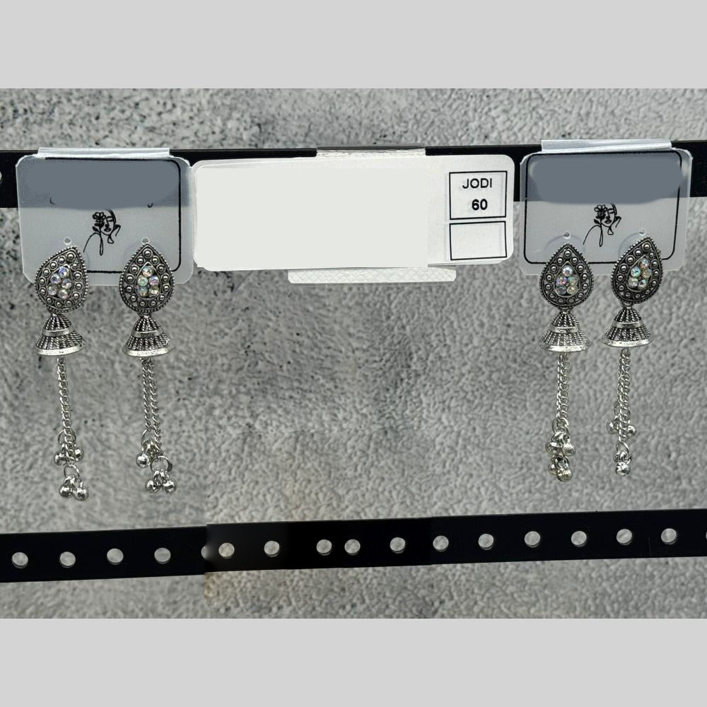Raj Imitation Oxidised Plated Classic Austrian Stone Kashmiri Jhumki Earrings (Pack of 60)