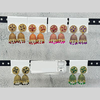 Raj Imitation Traditional Pota Stone And Pearl Jhumki Earrings for Women (Set of 60)