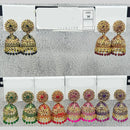Raj Imitation Traditional Austrian Stone And Pearl Jhumki Earrings for Women (Set of 36)