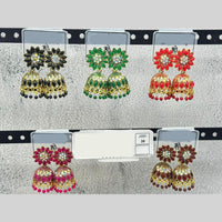 Raj Imitation Traditional Pota Stone And Austrian Pearl Jhumki Earrings for Women (Set of 36)