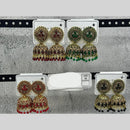 Raj Imitation Traditional Pota Stone And Austrian Pearl Jhumki Earrings for Women (Set of 24)