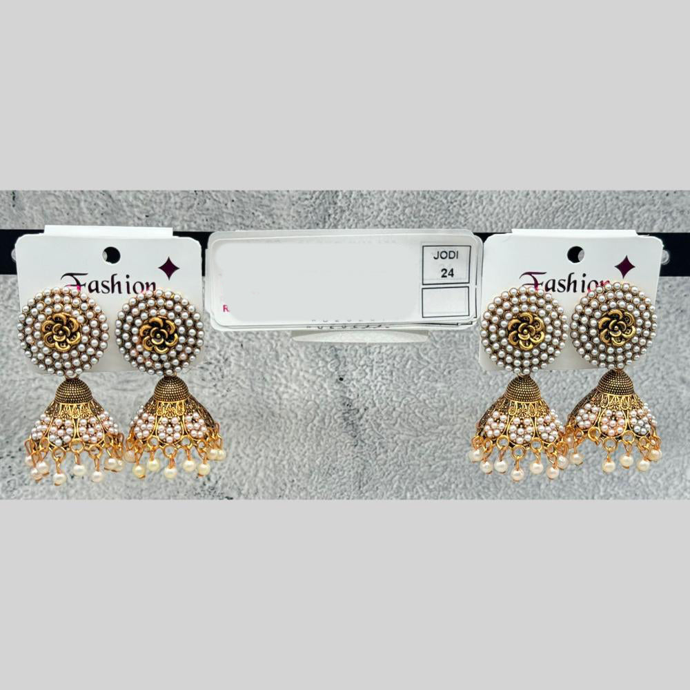 Raj Imitation Traditional Pearl Jhumki Earrings for Women (Set of 24)