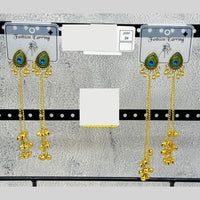 Raj Imitation Peacock Design Austrian Stone And Ghungroo Jhumki Earrings for Women (Set of 24)
