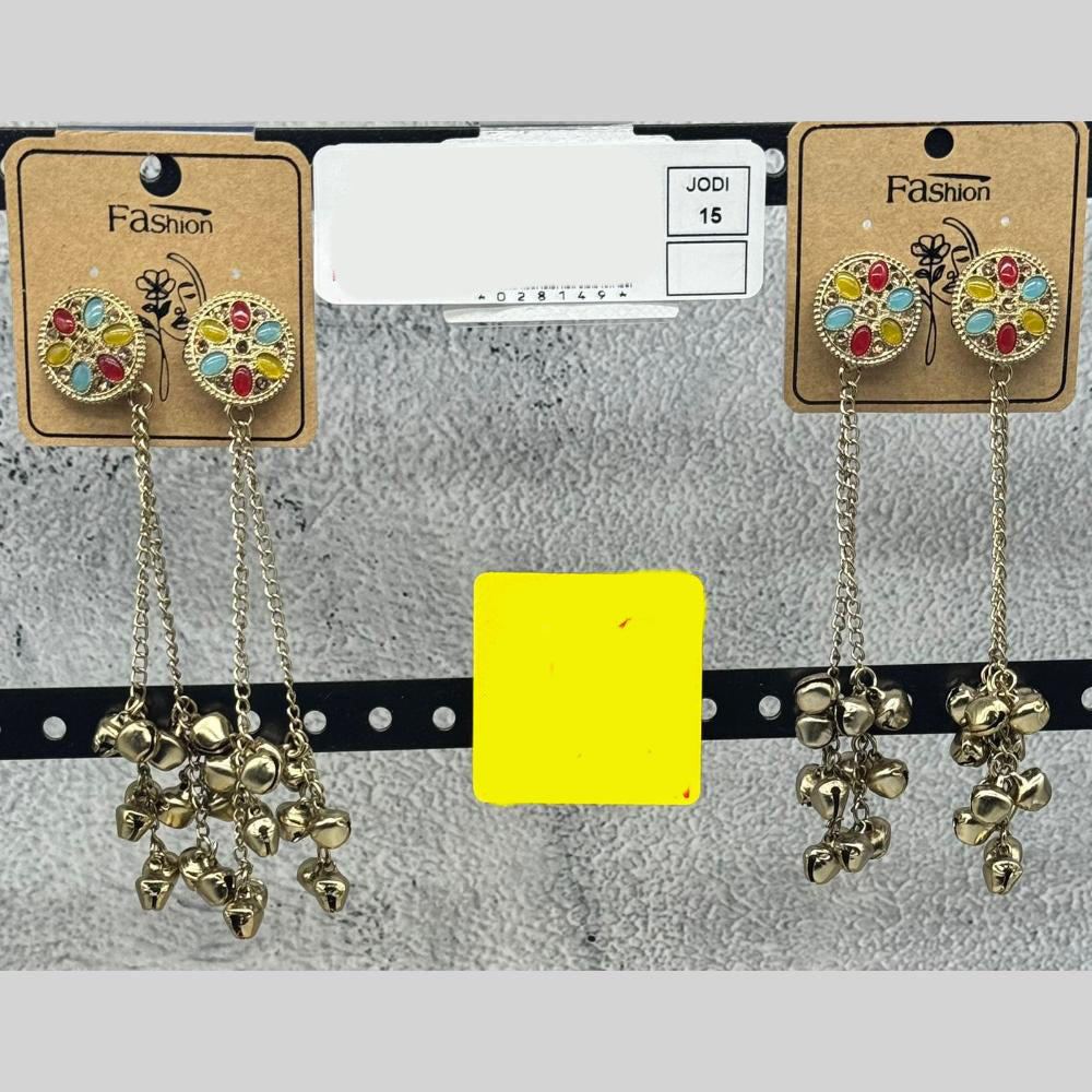 Raj Imitation Royal Pota Stone And Ghungroo Kashmiri Bell Jhumki (Pack of 15)
