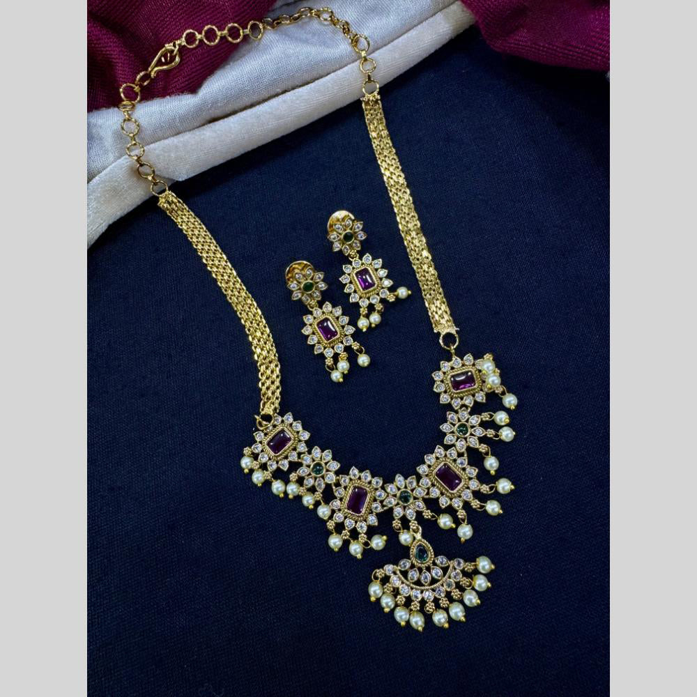Tanish Art Jewellery Timeless Grace Pota Stone And Pearl Necklace Set