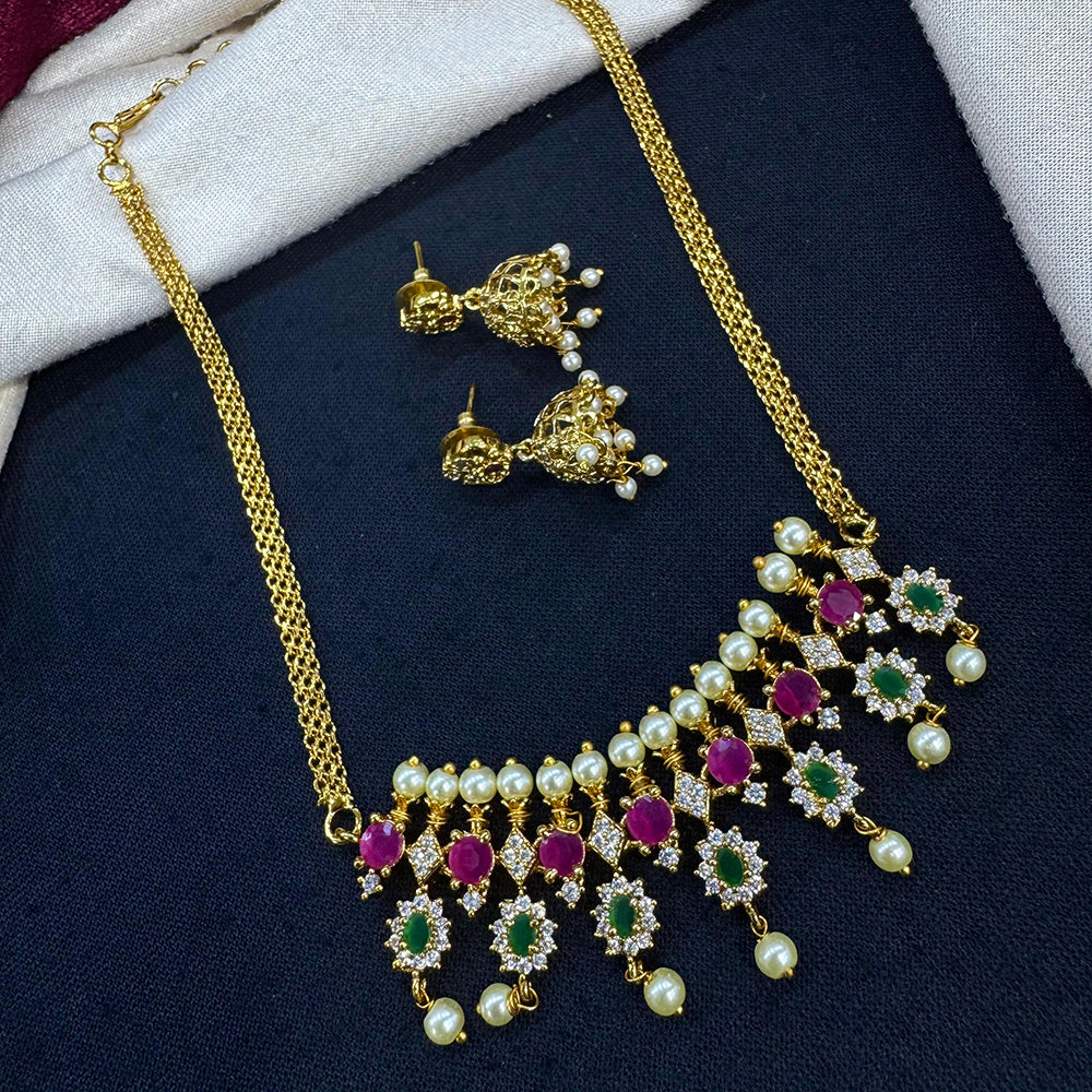 Tanish Art Jewellery Glow And Grace Pota And Austrain Stone Pearl Necklace Set