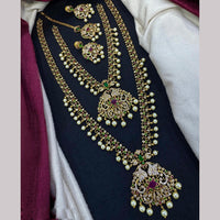 Tanish Art Jewellery Imperial Glow Austrain Stone And Pearl Double Glamour Necklace Set 