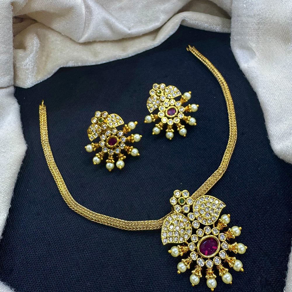 Tanish Art Jewellery Austrain Stone And Pearl Pure Shine Necklace Set