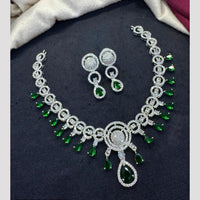 Tanish Art Jewellery Rhodium Plated Glamorous American Diamond Necklace Set