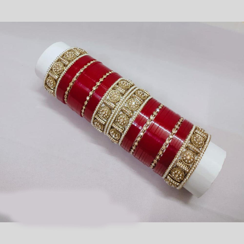 Tanish Art Jewellery Austrian Stone And Pearl Acrylic Bridal Bangles Set